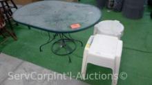 Lot Of Plastic Step Stools, Patio Table