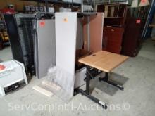 Lot of Small Adjustable Art Table & Large Metal Desk with Partitions & Cables (Located at 21490 Koop