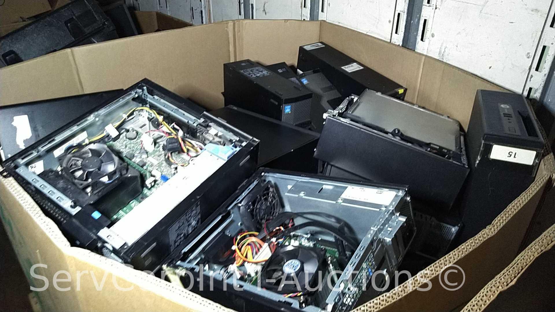 Lot on 4 Pallets of Various PC Towers, Printers, Keyboards (Seller: St. Tammany Parish School Brd)