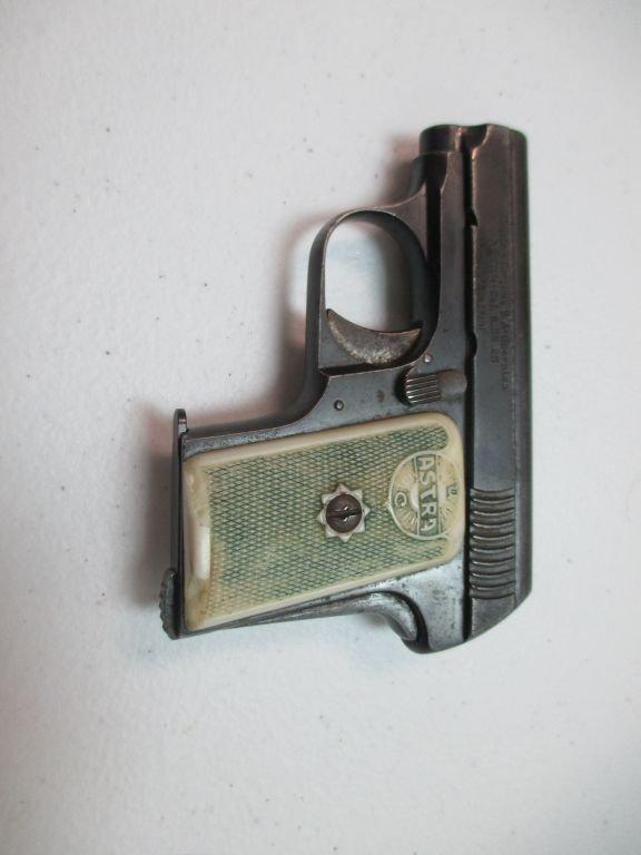 JR-16 Vintage Astra 25 Caliber Pocket pistol. Modeled after the colt and has its same hand grip safe
