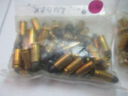 A-36 100 9mm Luger rounds in bags. Brass with lead heads