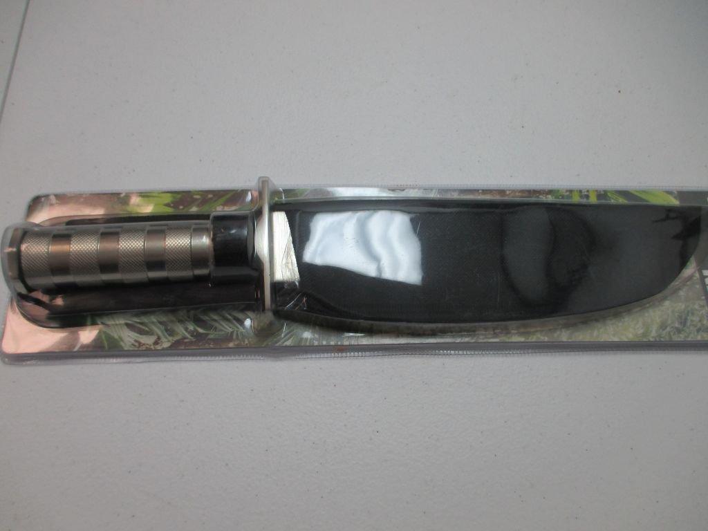 jr-37 Brand new 13in Stainless steel survival knife. Compass, matches, fishing hook and string, need