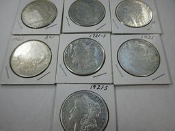 g-23 10 1921 Morgan Silver Dollars. All average to better condition