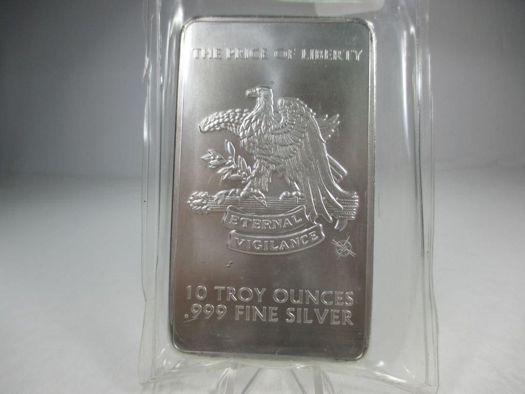 jr-16 DON'T TREAD ON ME. Second Amendment 10oz .999 Silver Bar. RARE