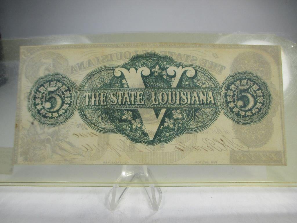 jr-17 1862 The State Bank of Louisiana $5 Confederate states Note in UNC Condition. This rare note d
