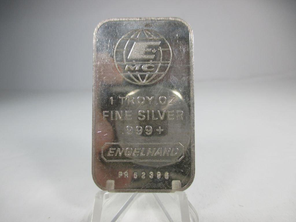 jr-21 1oz .999 ENGELHARD Silver Bar. Serial Numbered piece.