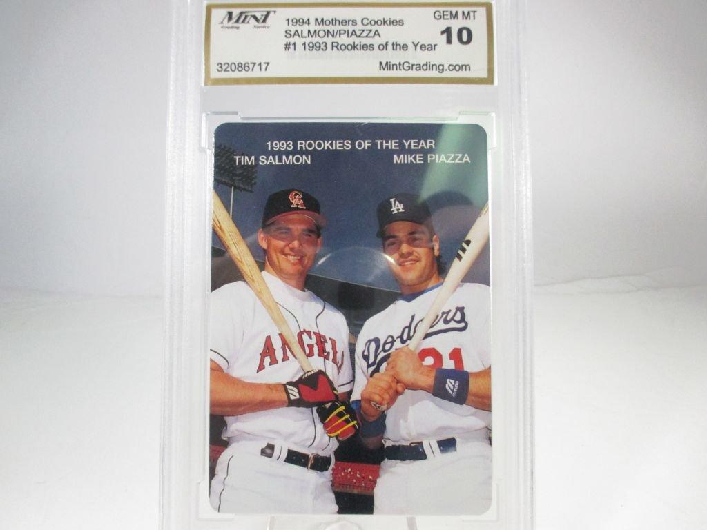 MGS GEM MT 10. 1994 Mothers Cookies. Salmon/Piazza #1 1993 Rookies of the Year.