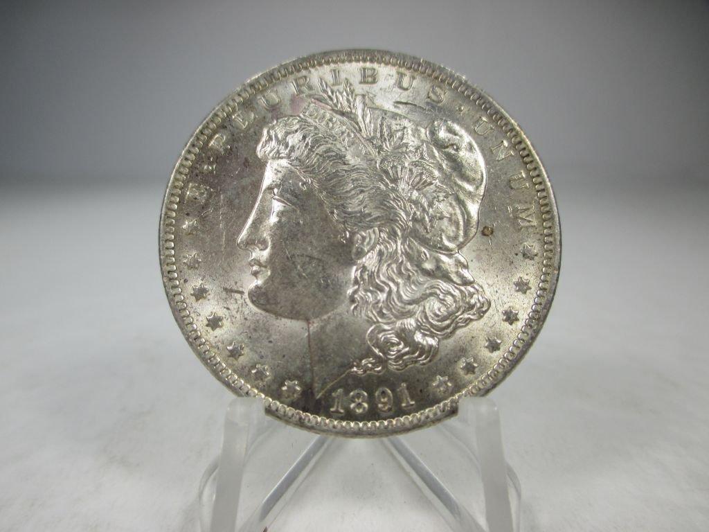 v-14 Gem BU 1891-CC Morgan Silver Dollar. KEY DATE. Higher Grade