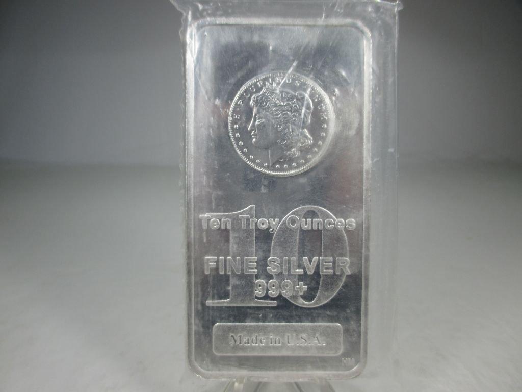 jr-21 Morgan Design 10oz .999 Silver Bar. Still sealed