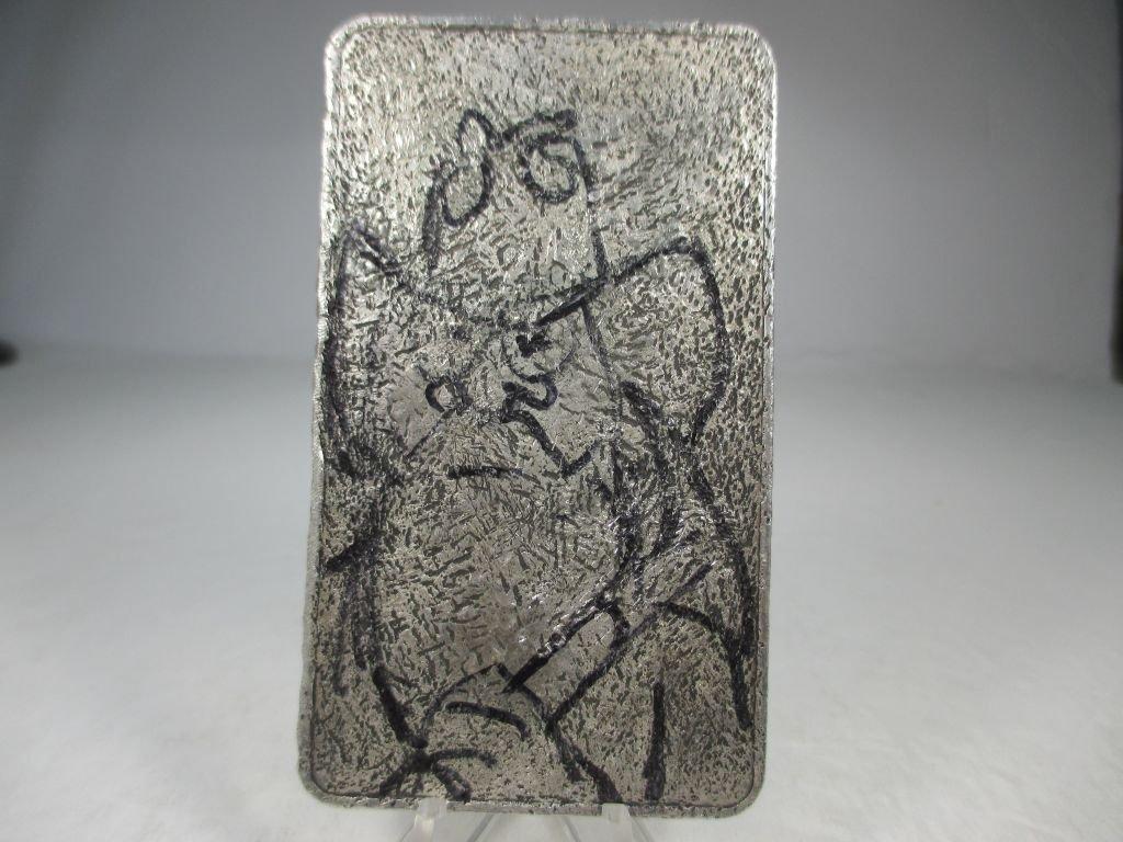 jr-9 RARE 1980's AMARK 10oz .999 Silver Bar. Prospector folk art back.