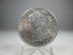 a-5 AU 1890-S Morgan Silver Dollar