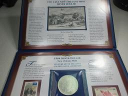 t-7 Last New Orleans Minted Silver Dollar Set. 1904-0 Morgan Dollar and Stamp Set.