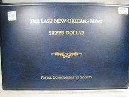 t-7 Last New Orleans Minted Silver Dollar Set. 1904-0 Morgan Dollar and Stamp Set.