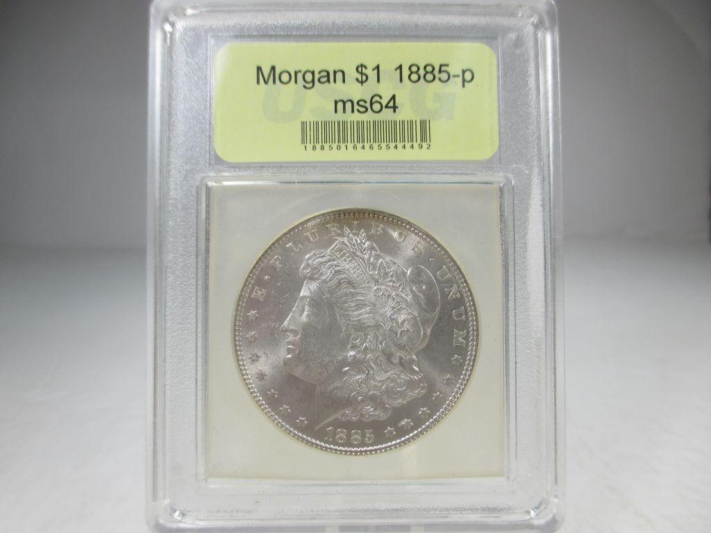 t-112 GEM BU 1885-P Morgan Silver Dollar