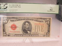 t-13 1928-C $5 Legal Tender Note Miami Beach Hoard. PCGS NEW 62