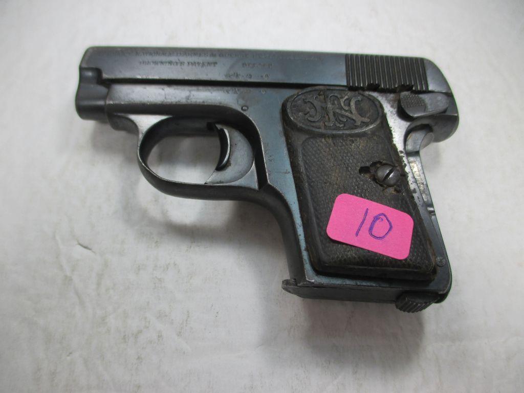 d-10 Belgium Made 25 Auto Pistol. Browning's Patent. This gun used browning's famous patent for the