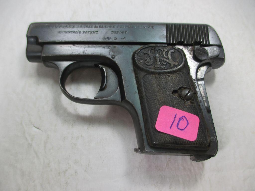 d-10 Belgium Made 25 Auto Pistol. Browning's Patent. This gun used browning's famous patent for the