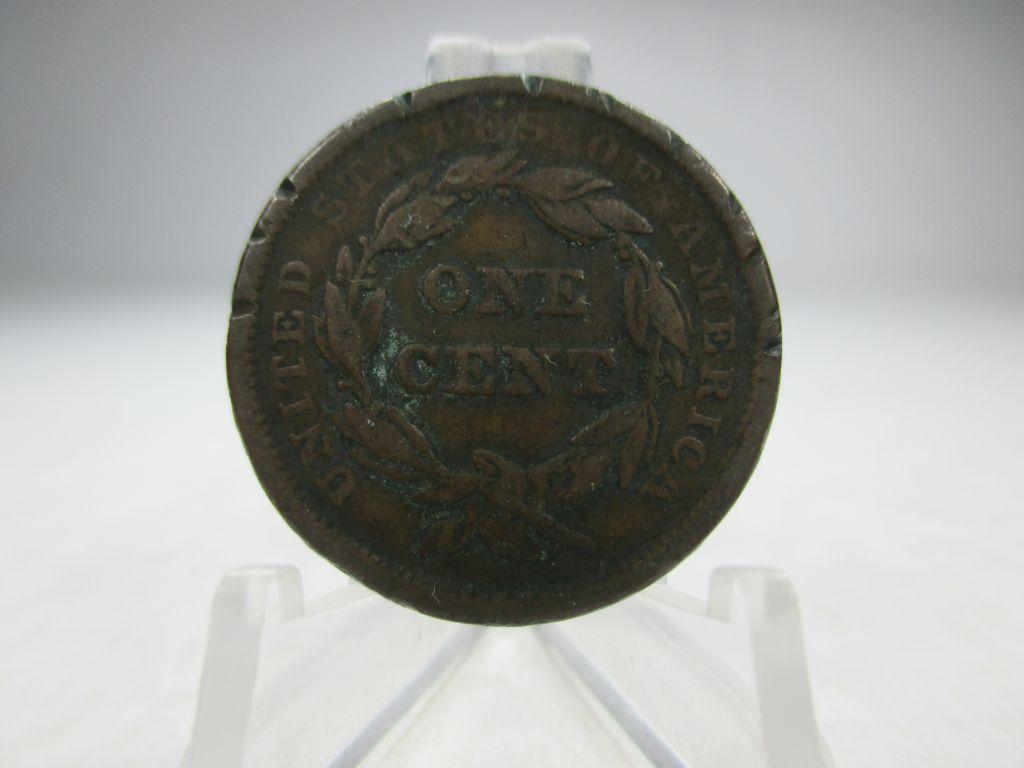 h-20 1843 US Large Cent. Rim nicks on Reverse