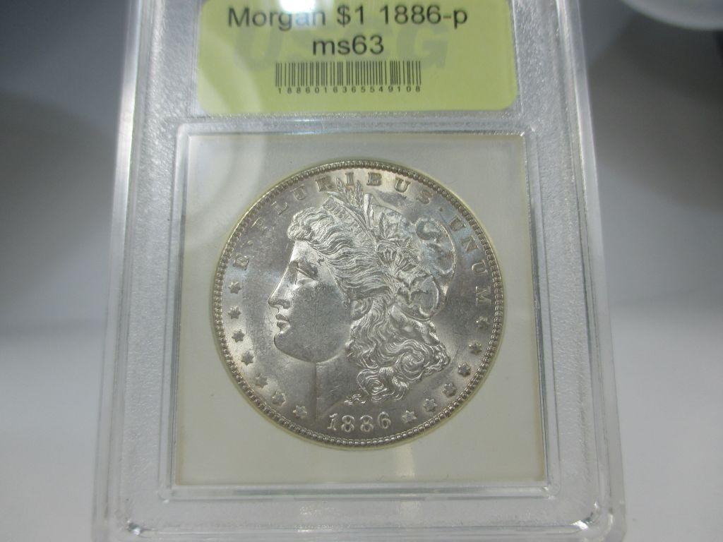 t-16 GEM BU 1886-P Morgan Silver Dollar