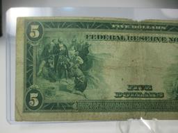 k-2 1914 Large Size $5 Blue Seal Note