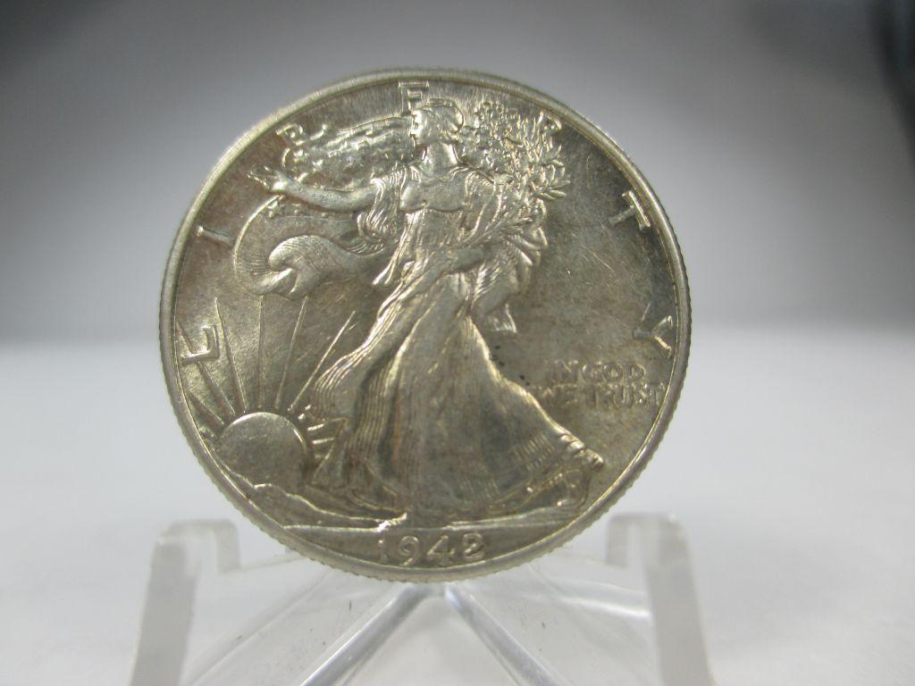 k-38 UNC 1942-P Walking Liberty Silver Half Dollar