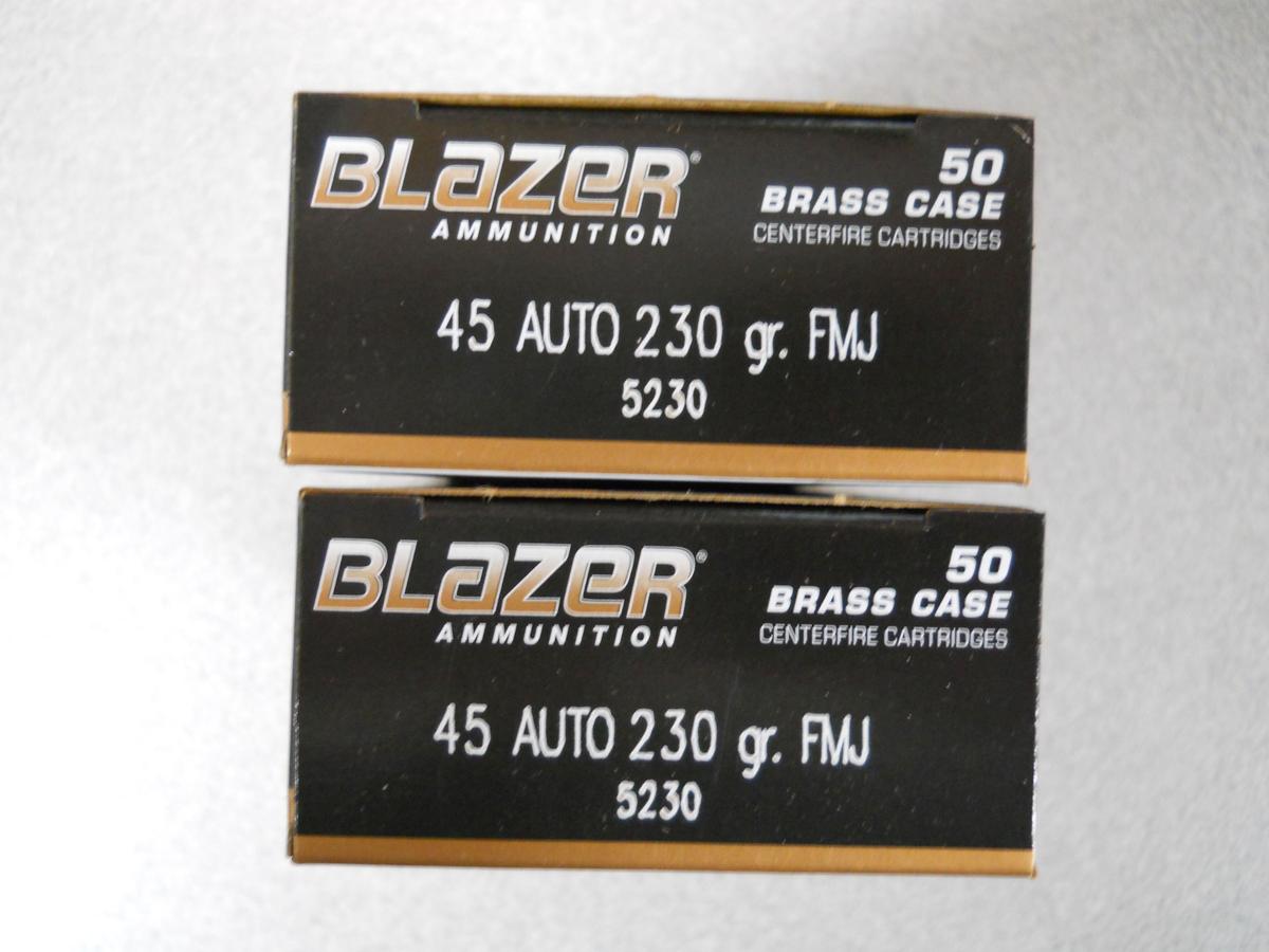 s-11 100 Rounds CCI Blazer Brass 45 ACP 230gr. FMJ