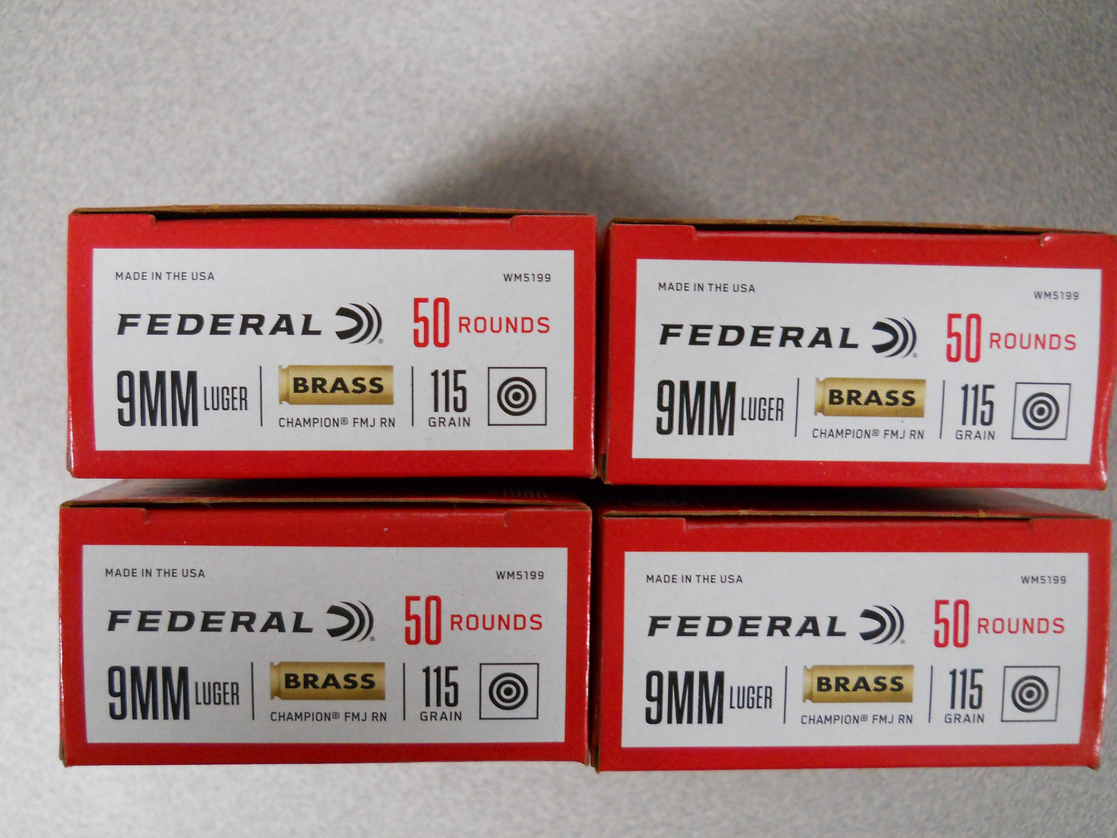 s-17 200 Rounds Federal 9mm 115gr. FMJ