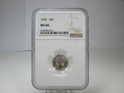 t-46 NGC Graded MS66 1943 Mercury Dime