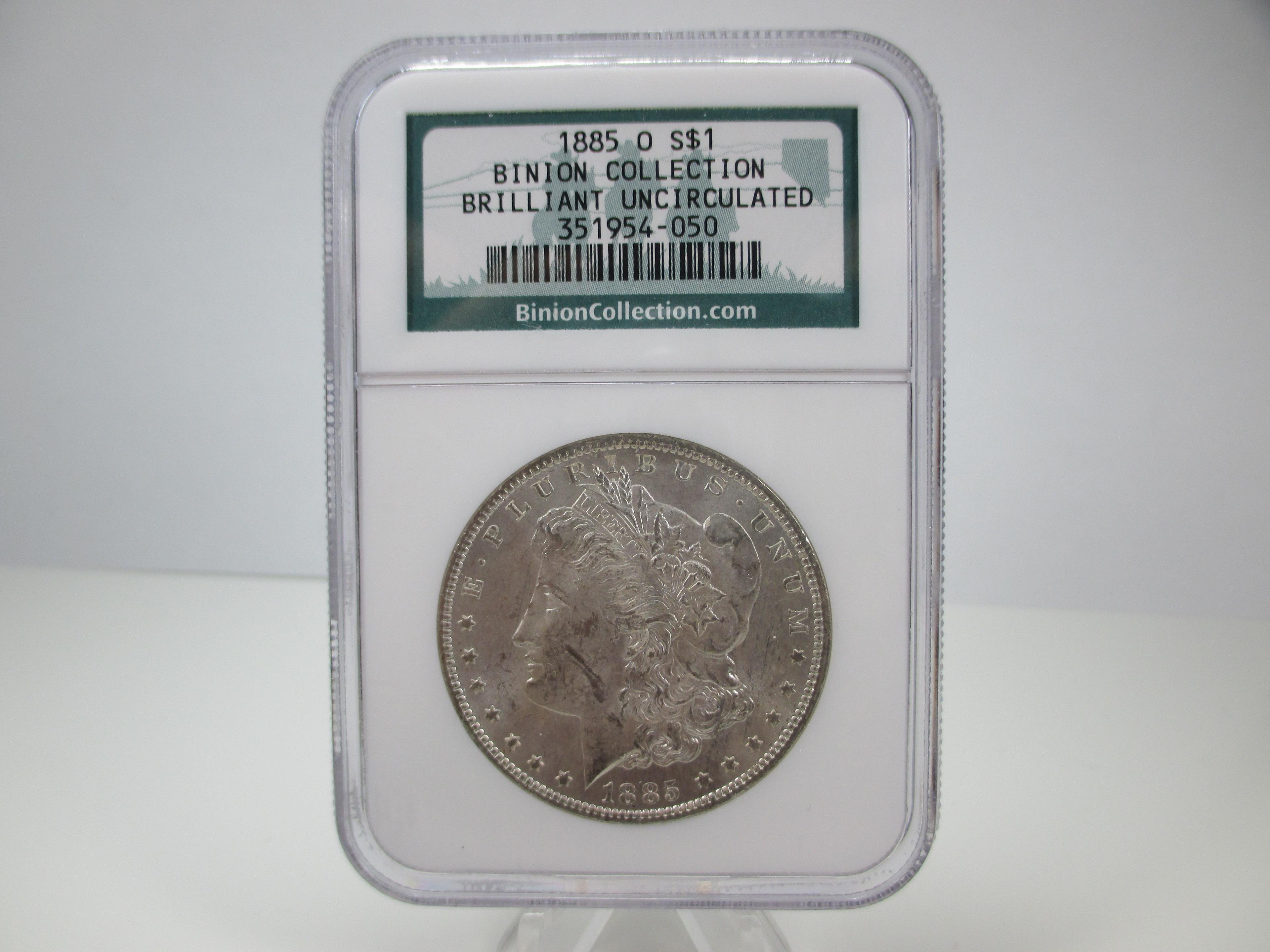 m-20 NGC Graded BU 1885-O Morgan Silver Dollar From The Binion Hoard