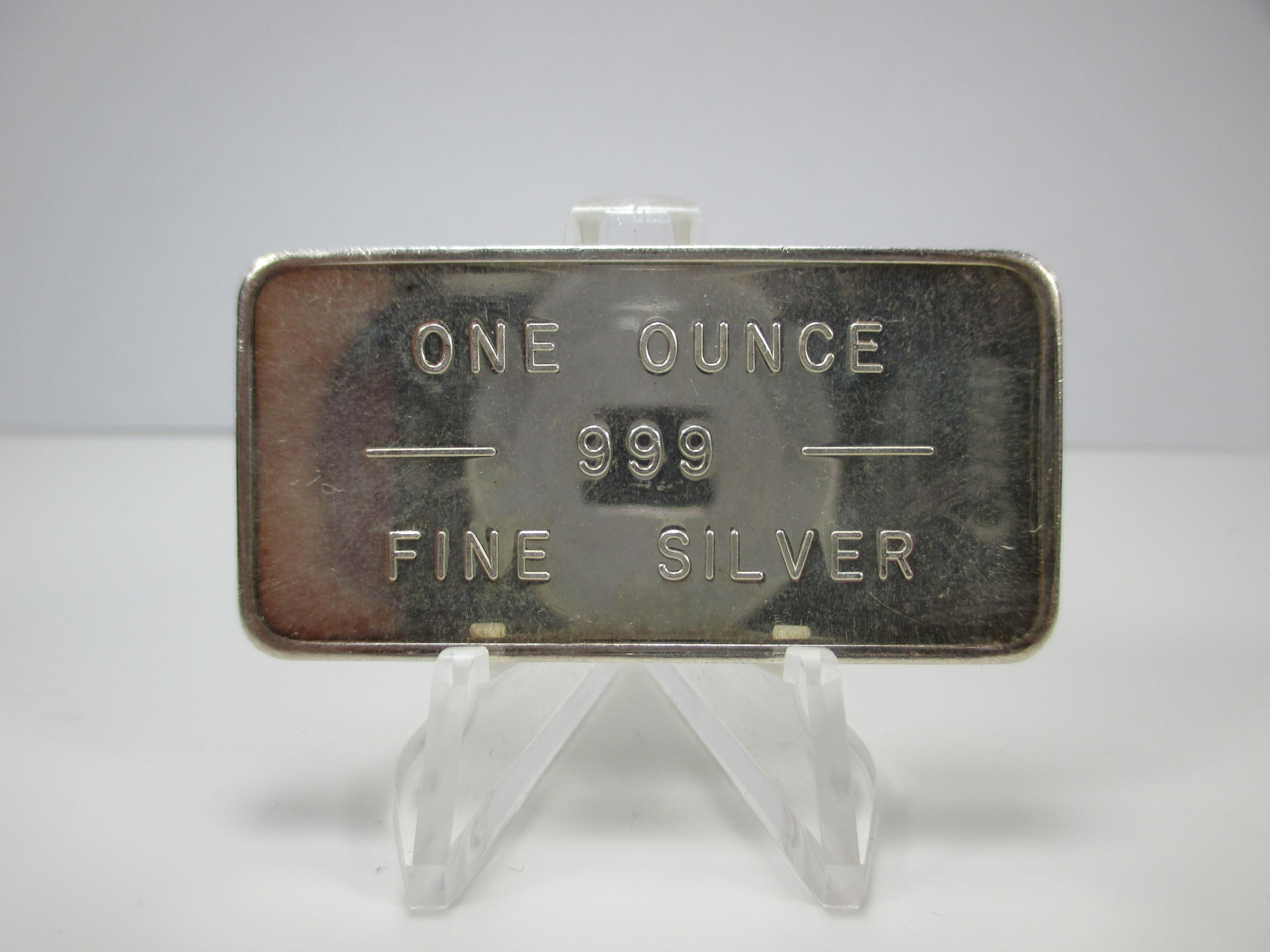 m-8 Vintage Jackson Precious Metals 1 Ounce .999 Silver Bar