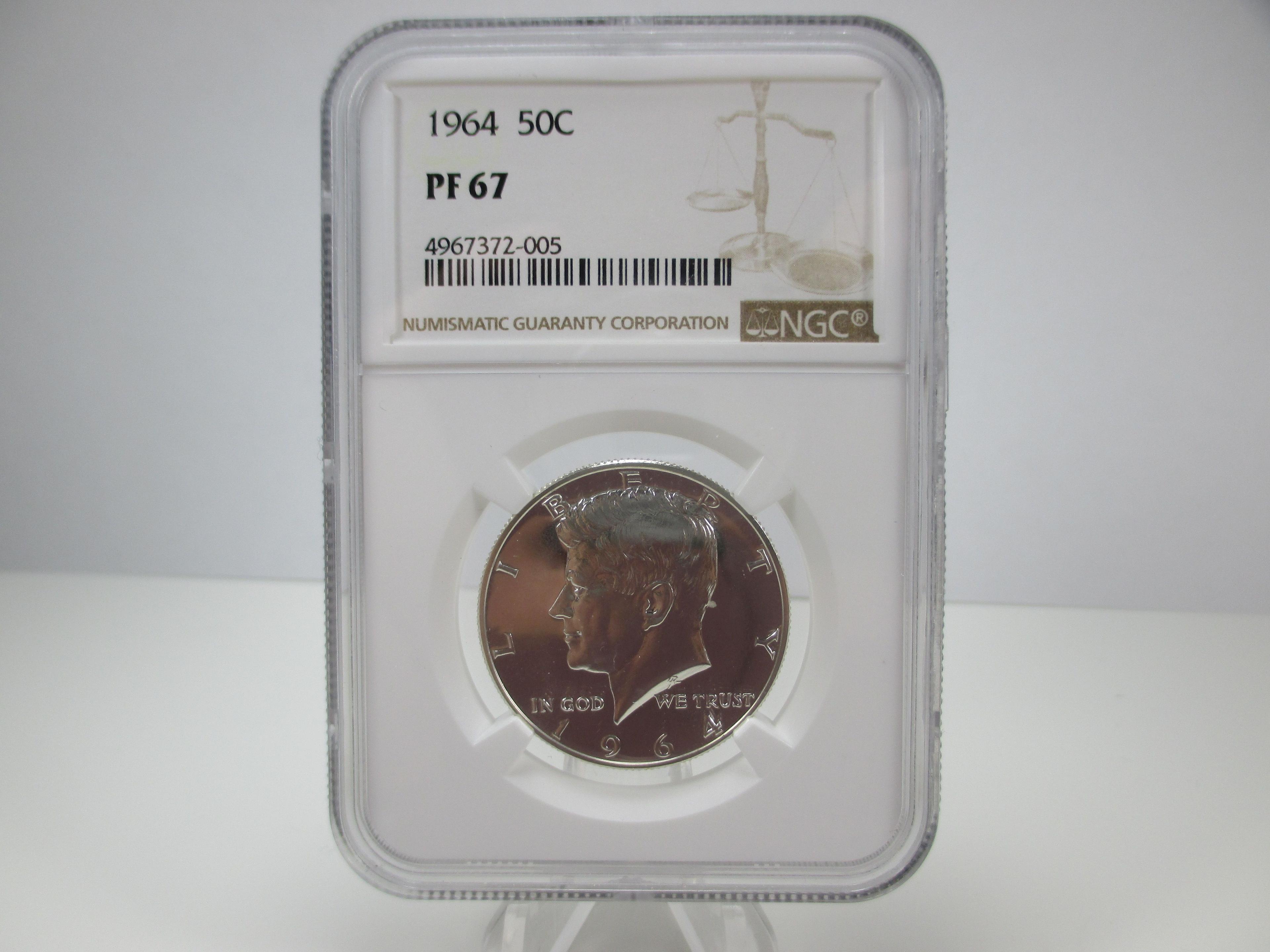 t-9 NGC Graded PF 67 1964 Kennedy Half Dollar