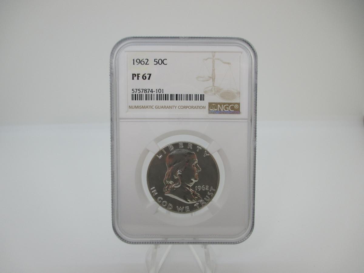 t-18 NGC Graded PF67 1962 Franklin Silver Half Dollar