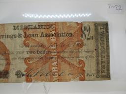 t-22 1862 Civil War Era $2 Savannah, GA Overprint note