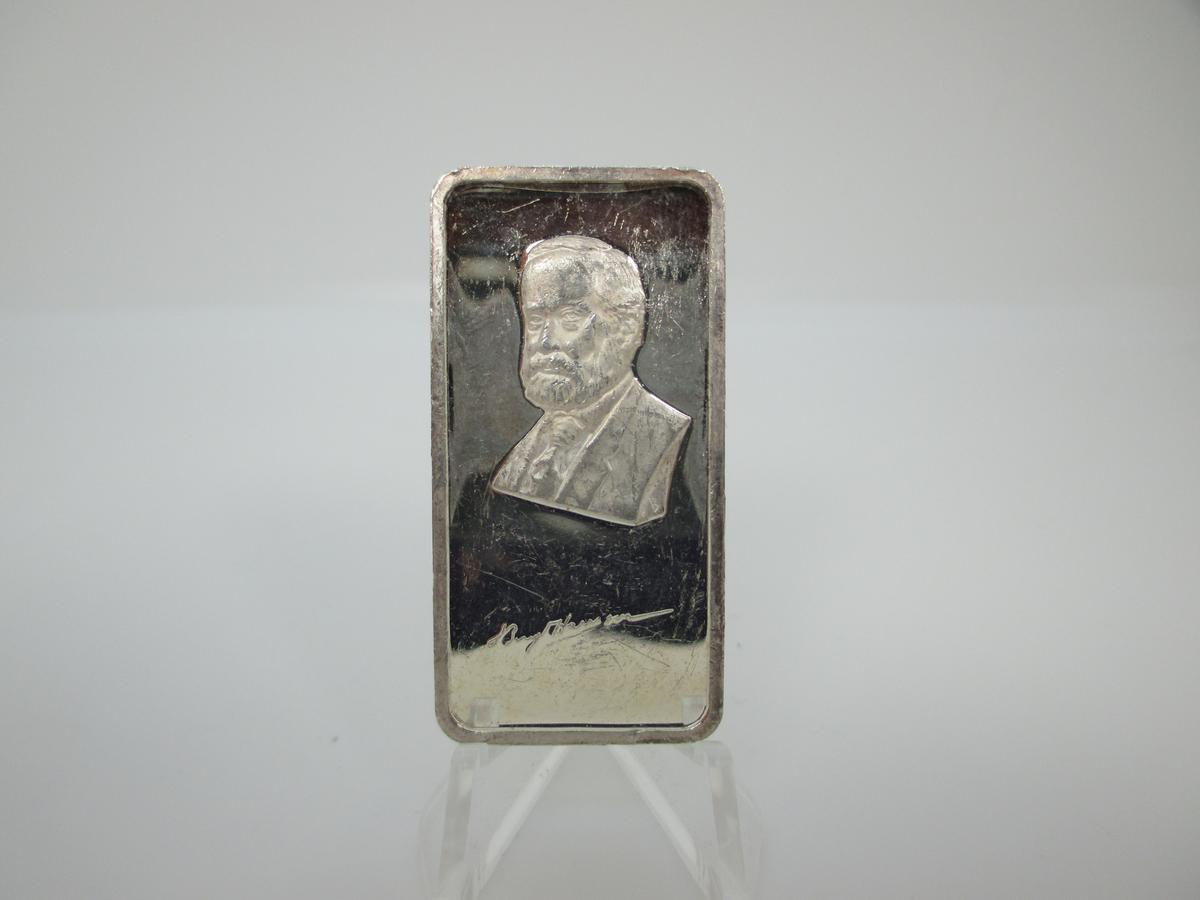 t-7 Vintage Hamilton Mint Benjamin Harris 1 Ounce .999 Silver Bar