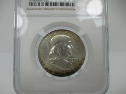 t-14 NGC Graded MS64 1958-D Franklin Silver Half Dollar