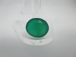 t-20 4.16 Karat Oval Cut Green Onyx Gemstone GIA Certified