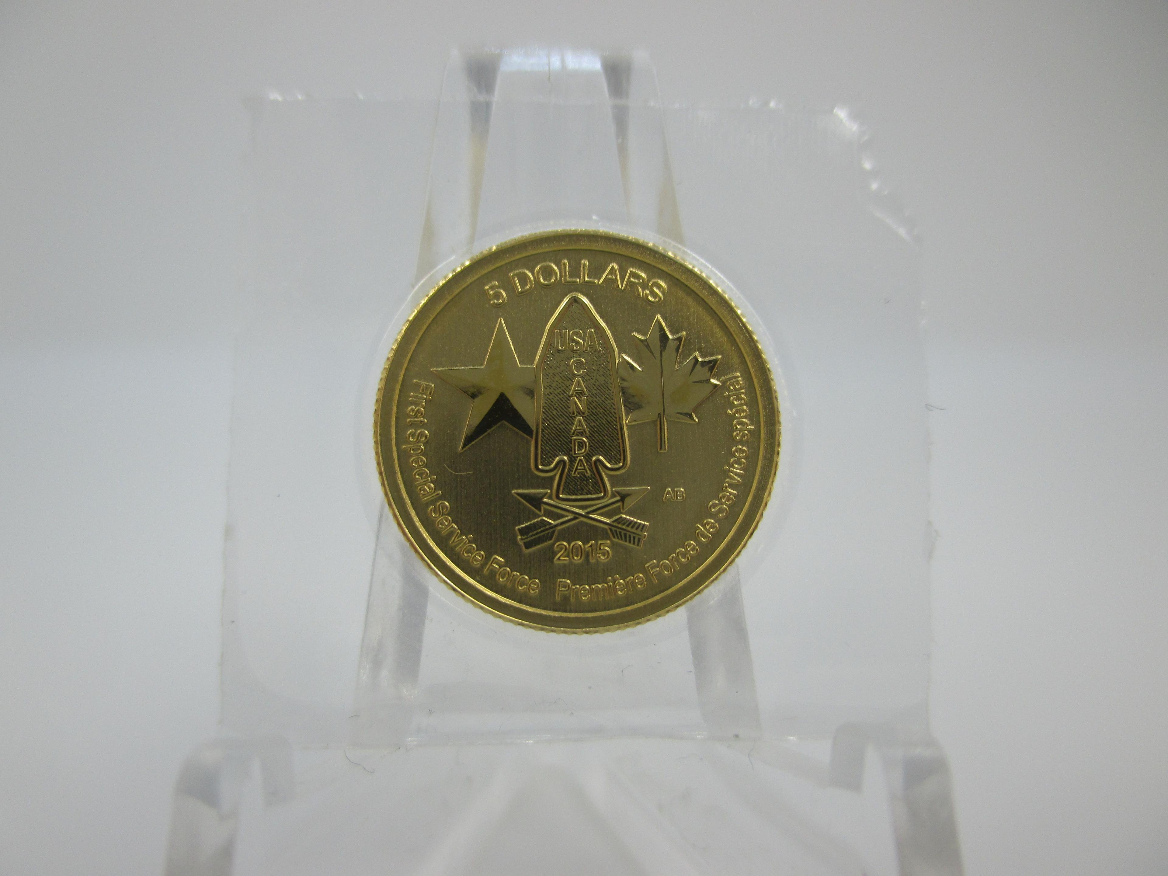 t-4 2015 Canada Special Forces 1/10 Ounce .9999 Gold Round