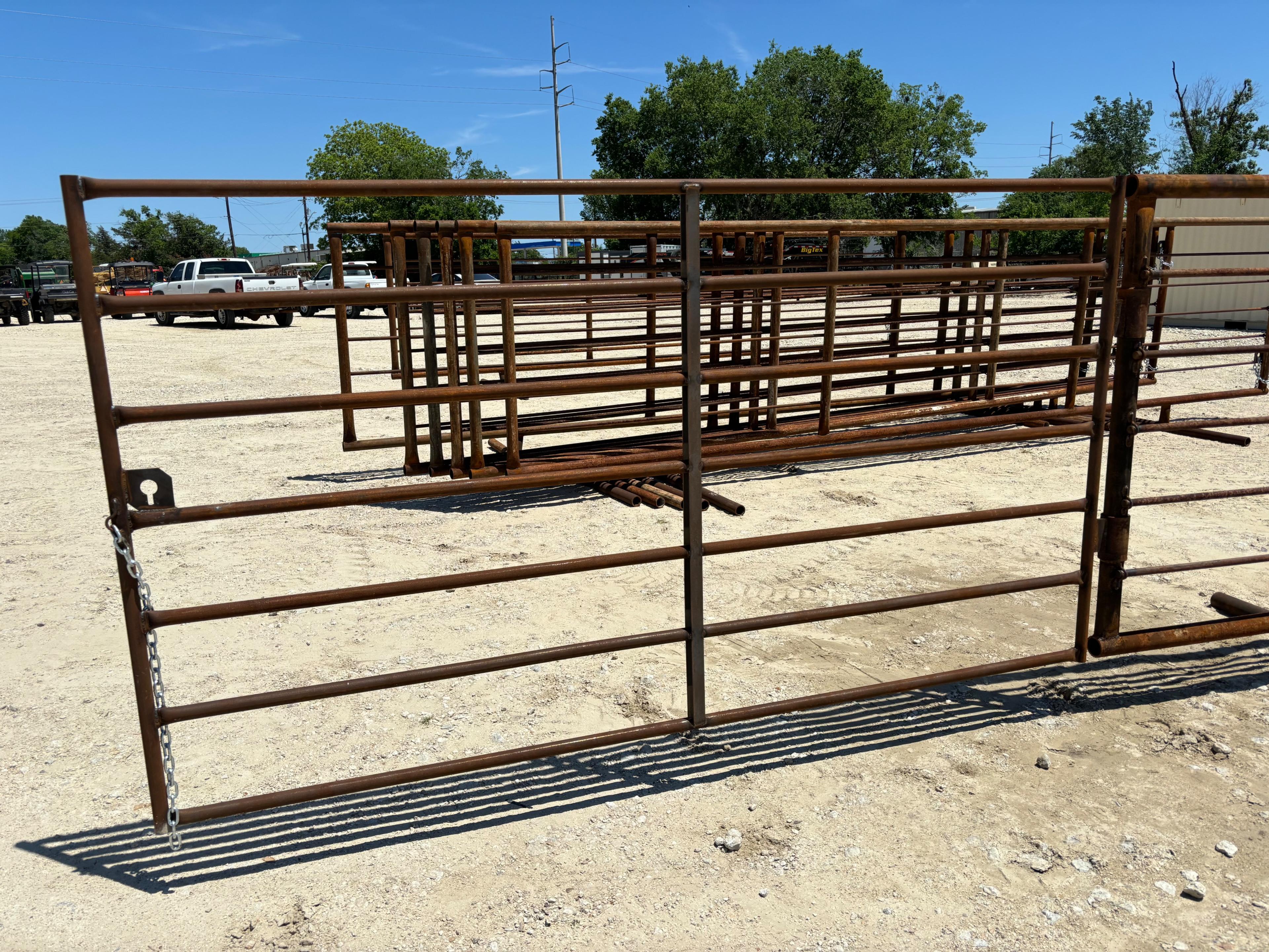 8 - 2 7/8" Pipe Panels w/ 10' Gate Attached to end of one Panel