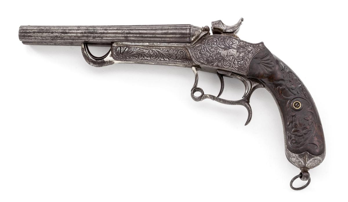 Belgian Double Barrel Underlever Coat Pistol