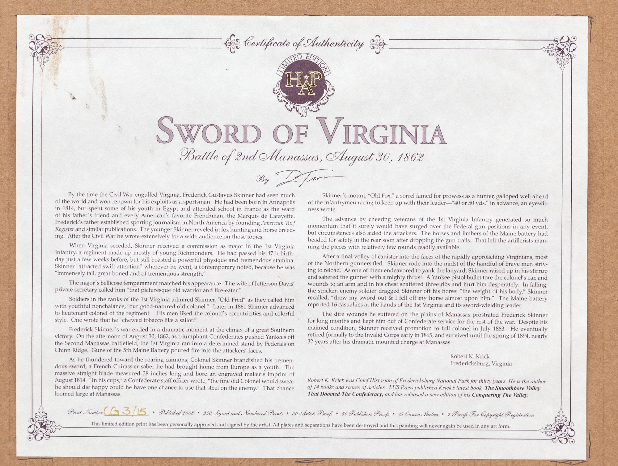 Print, ''Sword of Virginia''