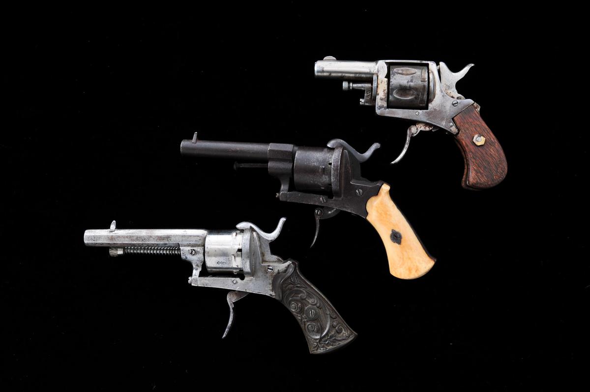 Lot of 3 Belgian Folding Trigger Revolvers