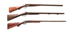 Lot of 3 Antique Relic Double Barrel Shotguns