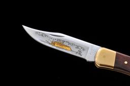Ltd. Ed. Gold Etched Buck Model 110 Knife