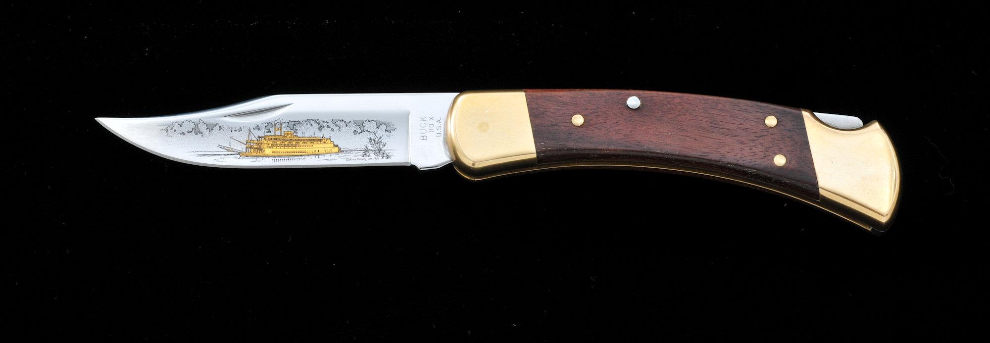 Ltd. Ed. Gold Etched Buck Model 110 Knife