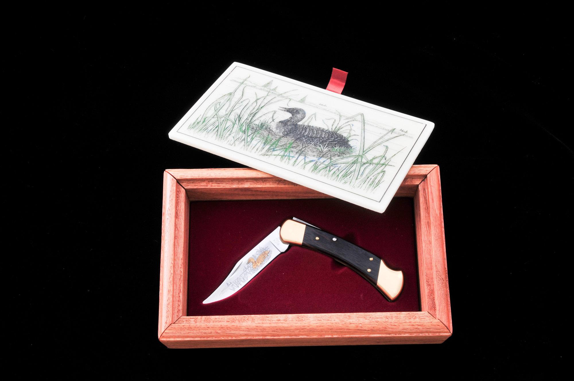 Ltd. Ed. Gold Etched Buck M.110 Knife