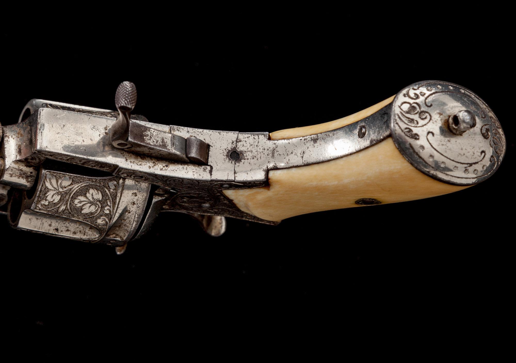 Eng'd Belgian Folding Trigger Double Action Revolver