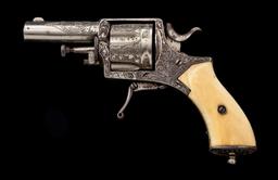 Eng'd Belgian Folding Trigger Double Action Revolver