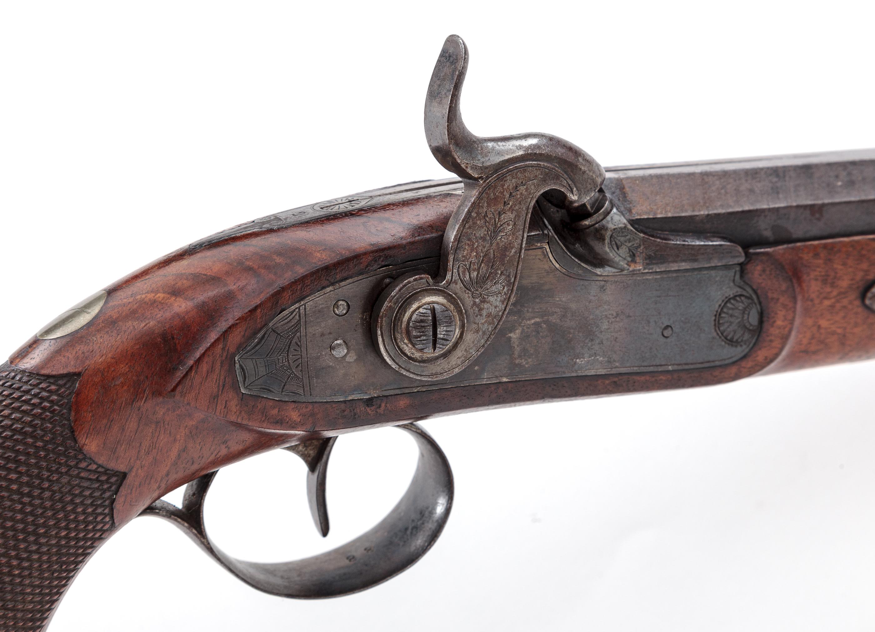 Pair of Antique Belgian Large Bore Perc. Pistols