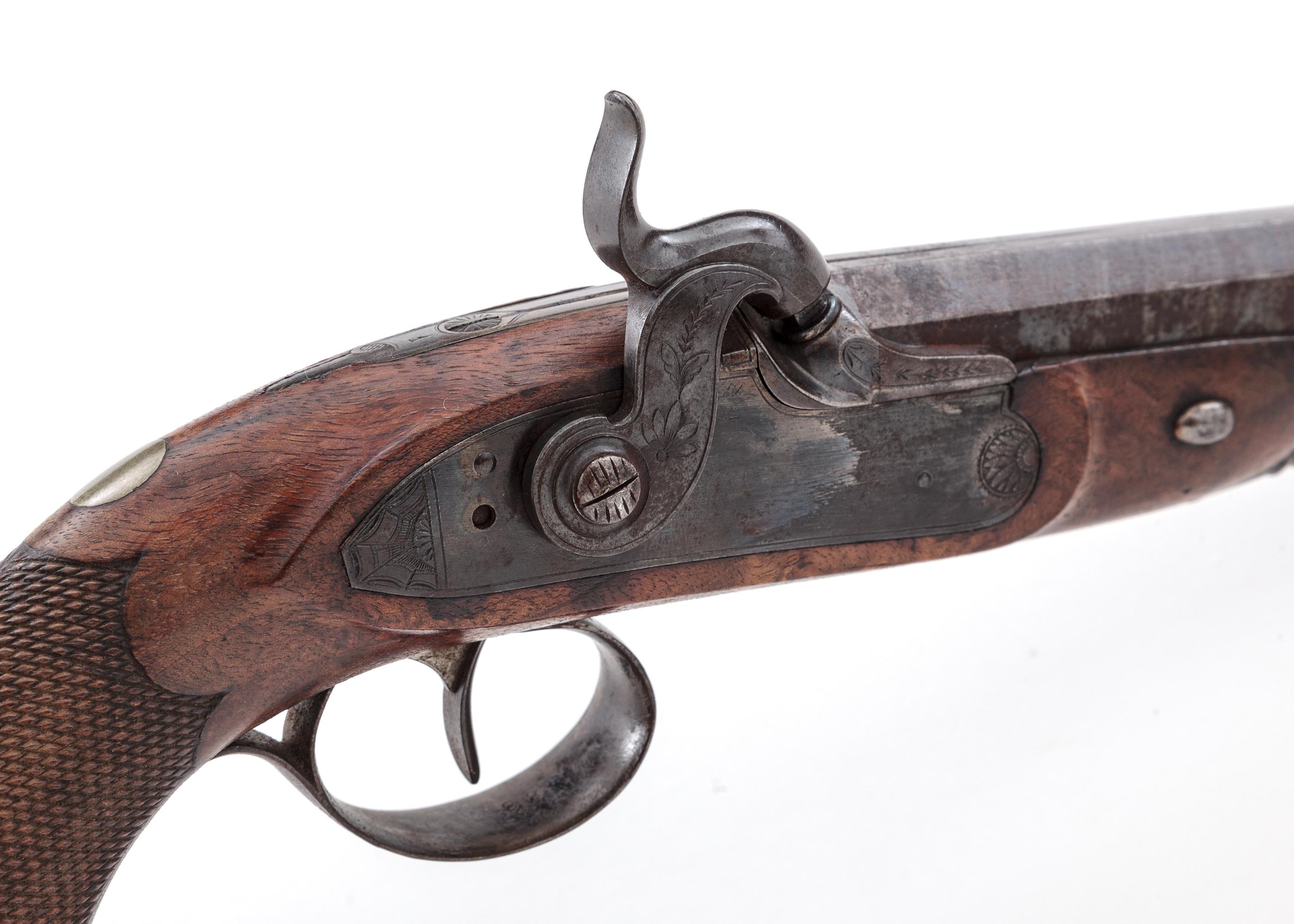 Pair of Antique Belgian Large Bore Perc. Pistols