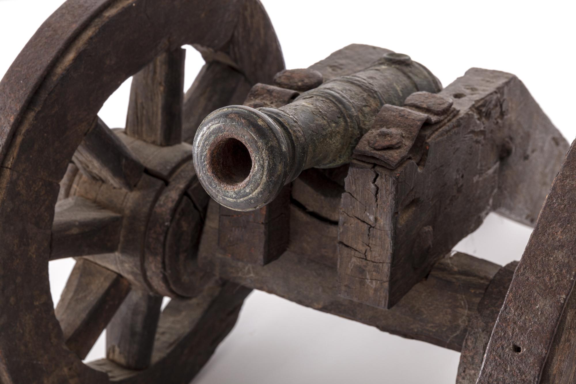 Small Firing Model of a Bronze Cannon, with Carria